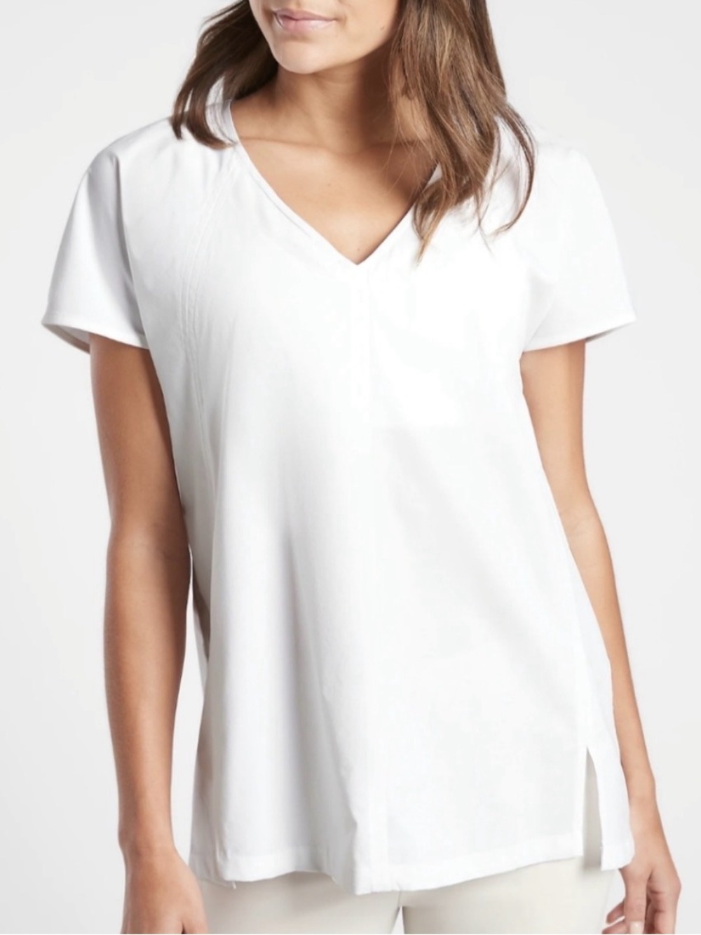 Athleta Boulevard V-Neck Tee
White XS UPF 50+